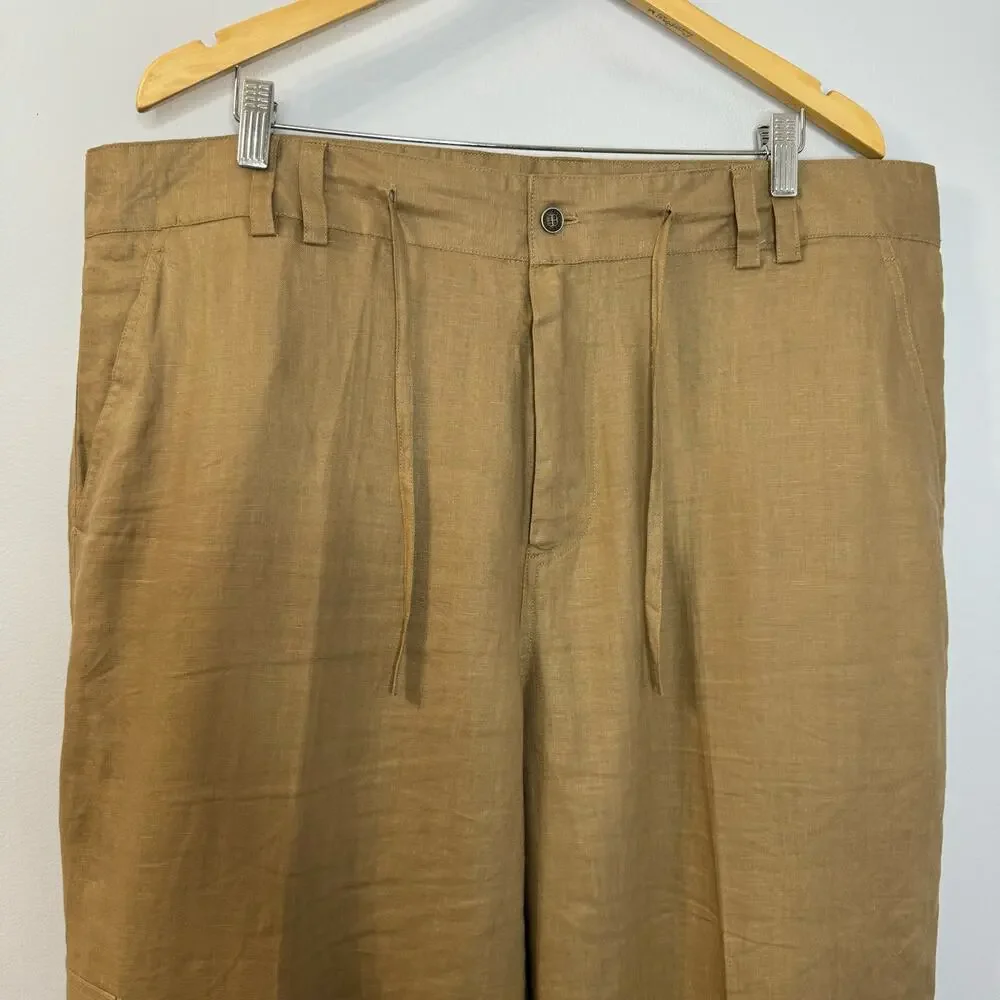 Royal Prestige Linen Pant Cargo Packet Straight Leg  Summer Vacation Sz 40